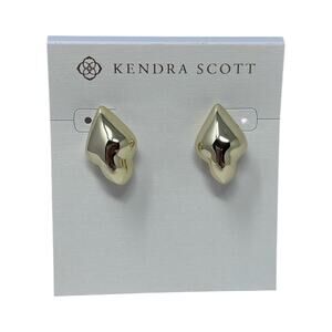 Kendra Scott Adeline Gold Geometric Stud Earrings Puffy Sculptural NWT on Card